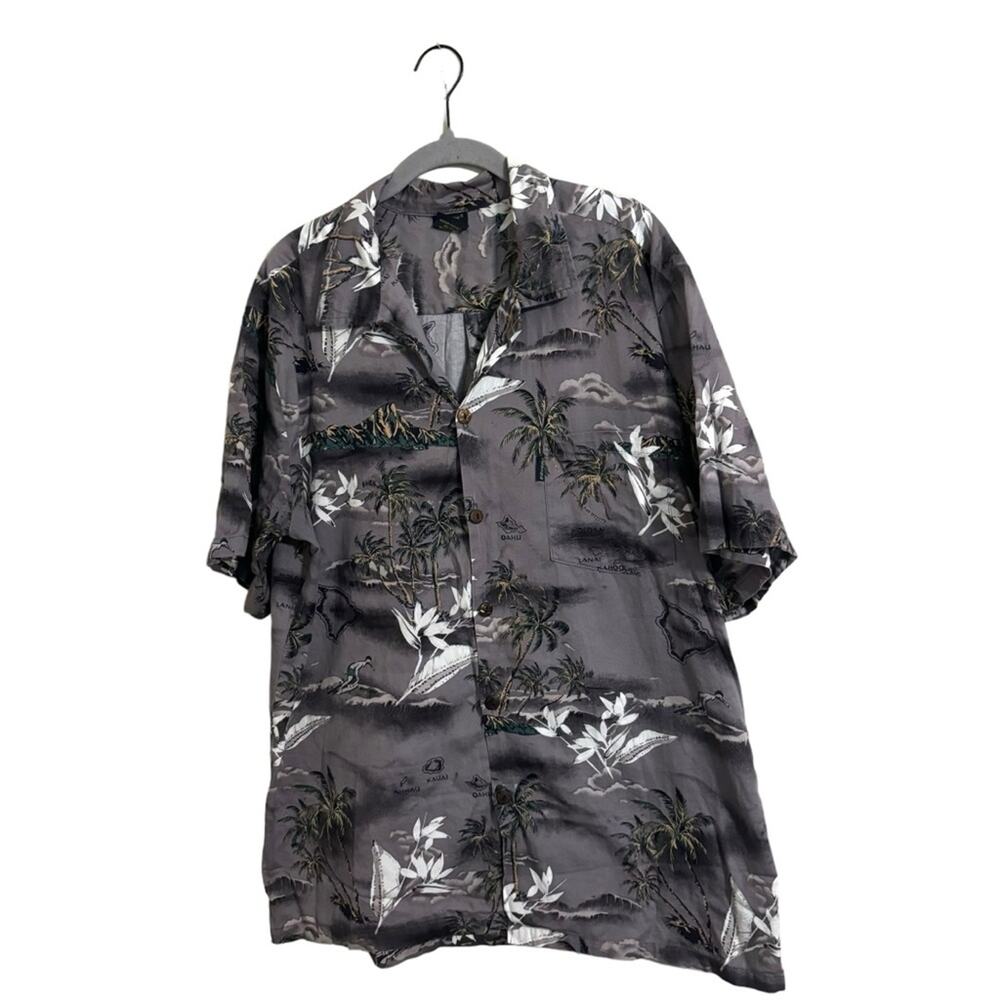 Palmwave‎ Hawaii Gray Islands Button Down Shirt 2XL